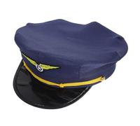 Chapeau de Pilote de Ligne Octogonal en Polyester, Bleu, Cosplay | Look Authentique, Léger et Réutilisable, Nettoyage Facile, pour Fêtes Aériennes, Cosplay et Déguisement