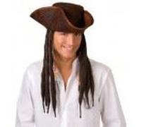 Chapeau de pirate avec cheveux long - Enfant - Marron - Extérieur