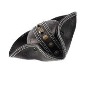 Chapeau de pirate confortable en cuir synthétique pour adulte homme femme cosplay tricorne pour Halloween accessoires de costume de pirate LARP fantaisie