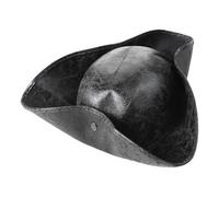 Chapeau de Pirate en Cuir PU Chapeau Tricorne de Pirate Style Colonial Costume de Pirates Renaissance Médiéval Chapeaux de Capitaine Accessoire de Cosplay Halloween Déguisement pour Homme Femme