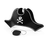 Chapeau de pirate PartyDeco avec cache-œil 14 cm
