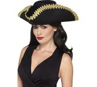 Chapeau De Pirate Pour Adultes Accessoire De Déguisement Noir Chapeau Tricorn