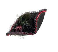 Chapeau de pirate pour adultes en laine aspect vieilli et coutures complexes Chapeau tricorne pour costume d'Halloween historique pour adultes