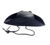 Chapeau de pirate tri-corner pour adultes, chapeau tricorne, chapeau à trois cornes pour fête à thème pirate, cosplay, carnaval (noir)
