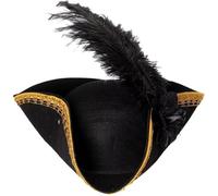 Chapeau De Pirate Tricorne Adulte avec Plume pour Tenue d'halloween Chapeau De Pirate pour Costume De Fête d'halloween sur Le Thème De L'histoire Révolutionnaire Coloniale