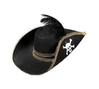 Widmann Chapeau de pirate Milano Party Fashion 2591L – avec crâne et plumes – adulte