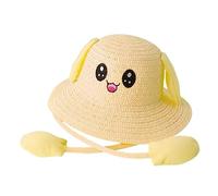 Chapeau de plage à oreilles de lapin pour enfants - Accessoire adorable pour les tout-petits, JAUNE