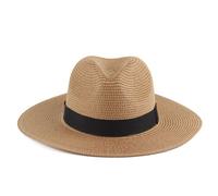 Chapeau de plage en paille FUNMOON pour femmes et hommes - Protection solaire - Collection été