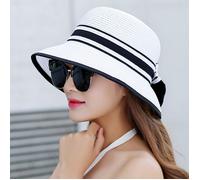 Chapeau de plage en paille pour femme FUNMOON - Large bord - Style7