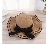 Chapeau de plage en paille pour femmes - FUNMOON - Fedora Panama Gangster - Protection solaire - Kaki