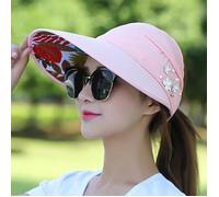 Chapeau de plage FUNMOON pour femme avec large bord et perles ajustables - Protection UV visière solaire