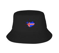 Chapeau de Plage,Pliable Pecheur Chapeaux Carte du Drapeau de l'Islande Funky Bobs Homme pour Filles pêche activités