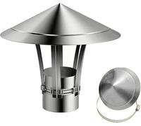 Chapeau de pluie toit réglable, couvercle cheminée supérieur conique en acier inoxydable 201 avec gants 6 11 15 Cm, évent sécheuse d'échappement grenier cuisine(17cm)