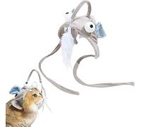 Chapeau de poisson pour chat - Costume de chat kawaii - Coiffe en forme de poisson, jouet interactif à plumes monté sur la tête, jouet auto-jeu d'intérieur pour chats de petite et moyenne taille (B)