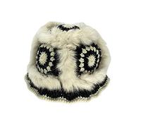 Chapeau de pot de fleurs tendance fait à la main au crochet décontracté plus velours chaud tricoté pêcheur femme pliable voyage tout assorti tricoté pour bébé avec cache-oreilles chapeaux grenouille
