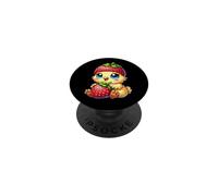 Chapeau de Poulet Insolite et Fraise, Dessin animé PopSockets PopGrip Adhésif