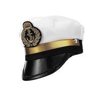 Chapeau de pour Animaux de Compagnie - Chapeau de Capitaine Blanc avec Cordon réglable, Accessoire pour Costume de Coiffe de fête, vêtements légers et Confortables pour Animaux domestiques