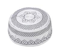 Chapeau de prière musulmane Kufi pour homme - Bonnet islamique - Broderie Kofia Topi, Cœur gris - 56 cm, M/L