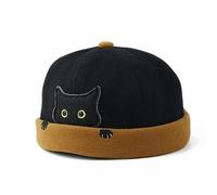Chapeau De Propriétaire Tendance À Motif Chat Casquette Melon sans Visière pour Homme Et Femme Bonnets Décontractés Style Marin pour Enfant(Black,58)