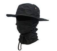 Chapeau de Protection solaire à large bord pour hommes, avec cagoule, ensemble mixte, chapeau de chasse respirant, Camping en plein air, randonnée, pêche, 2 pièces/ensemble Black Python