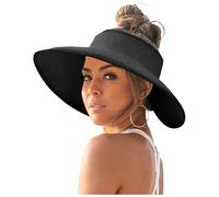 Chapeau de protection solaire pour femme, édition coréenne, chapeau de soleil ouvert pour femme, grande protection solaire, pas de haut, chapeau pliable, Noir , taille unique