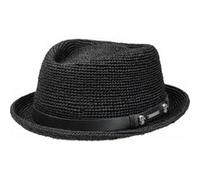 Stetson Chapeau de Raphia Diamond Crochet Femme/Homme - Soleil D'Ete Plage avec Bandeau en Cuir Printemps-ete Printemps Ete - L (58-59 cm) Noir
