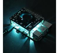 Chapeau de refroidissement actif pour Raspberry Pi 5/4B/3B+ Carte d'extension avec ventilateur LED, refroidissement contrôlé par interrupteur (cyan A)