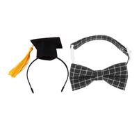 Chapeau de Remise de Diplômes pour Chat à Pompon, Léger et Lavable | Ensemble pour Chiens et Petits Animaux, Polyester Feutré et Plastique, Usage Fête ou Cérémonie