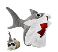 Chapeau de requin de dessin animé | Coiffe mignonne en peluche pour chiot, chapeau de requin réglable pour animal domestique, costume amusant pour costumade pour chiens et chats de petite et moyenne
