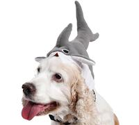 Chapeau de requin en peluche, coiffe de requin moelleux de chiot en peluche | Headgear de requin pour animaux de compagnie réglable, forme de requin de dessins animés, costume drôle Cosplay Dress up p