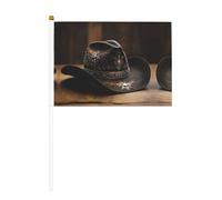 Chapeau de rodéo américain West double face agitant les drapeaux et mini drapeaux à bâton, adaptés pour la décoration de fête et les activités d'équipe
