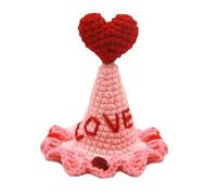 Chapeau de Saint-Valentin au crochet | Chapeau tricoté en polyester avec motif dessin animé pour chat, chien, chiot, chaton
