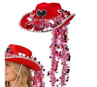 Chapeau de Saint-Valentin - Couvre-chef de cowboy en feutre unisexe pour homme et femme - Pour concert de plage, camping, anniversaire, voyage, festival, bal masqué, fête costumée