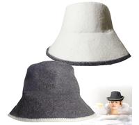 Chapeau de Sauna 2 Pièces, Bonnet Sauna en Feutre Blanc et Gris, Bonnet Souple et Réglable pour Femme et Homme, Accessoire Sauna Réutilisable pour Amateurs de Sauna
