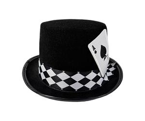 Chapeau de scène de magicien - Accessoire de costume pour actes créatifs | Construction en feutre doux avec détails imprimés de cartes, forme facile à ajuster, attrait visuel, activités pédagogiques