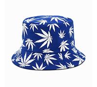 Chapeau De Seau,Bob Chapeau De Seau Cap Marijuana Weed Leaf Cannabis - Chapeaux De Pêcheur Pliables En Coton À La Mode Chapeau De Soleil Pour Hommes Chapeau Hip Hop Pêche En Plein Air,Bleu,56,58Cm