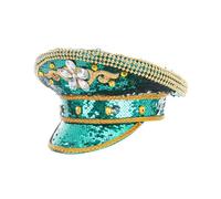Chapeau de sergent à paillettes avec strass pour enterrement de vie de jeune fille, fête costumée, chapeau, capitaine de mariée, chapeau de club, chapeau de fête punk pour femme mariée