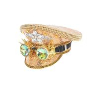 Chapeau de sergent à paillettes avec strass pour enterrement de vie de jeune fille, fête costumée, chapeau, capitaine de mariée, chapeau de club, chapeau de fête punk pour femme mariée