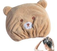 Chapeau de serviette pour cheveux mouillés 50 g - Chapeau de séchage doux avec motif ours de dessin animé | 30 x 26 x 2 cm - Chapeau de douche élastique - Serviette à séchage rapide - Turban réglable