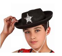 Chapeau De Shériff Noir Avec Étoile Pour Enfants (Taille Unique Enfants)