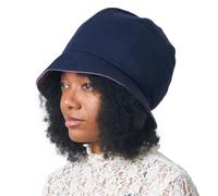 Chapeau De Soleil 100% Coton Bio Mode Japonais, Casquette Été Femme Style Bob, Bonnet Chimio Femme Réversible Et Pliable Bleu Marin & Pourpre