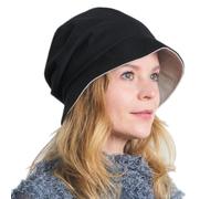 Chapeau De Soleil 100% Coton Bio Mode Japonais, Casquette Été Femme Style Bob, Bonnet Chimio Femme Réversible Et Pliable Noir & Gris Clair
