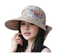 Chapeau de soleil 2 en 1 pliable avec visière amovible, à large bord, protection UPF 50 + qui protège jusqu’au cou, pour voyages, vacances, plage, cyclisme, camping, randonnées, ou course, femme, kaki