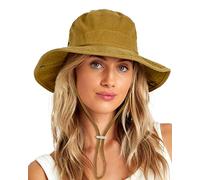 Chapeau de soleil à large bord pliable en coton délavé UPF 50 pour femme et homme avec cordes, chapeau de cowboy pour safari en plein air, marron, Taille unique