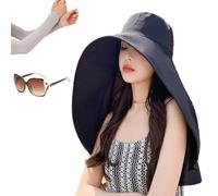 Chapeau De Soleil à Larges Bords Et Protection Solaire Intégrale, avec Cache-Cou, Idéal for L'été Et La Plage, for Femme(Noir)