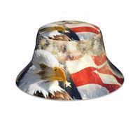Chapeau de soleil avec drapeau américain - Motif aigle de feu - Convient pour le sport, les voyages, la randonnée, la course à pied, la pêche - Noir