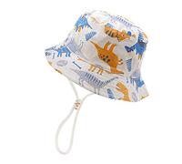 Chapeau de Soleil Bébé Anti-UV Chapeau de Seau Doux Respirant avec Corde Coupe-Vent Chapeaux de Pêche Motif Animal Mignon Casquette Visière Bob pour Camping Randonnée Voyage
