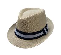 Chapeau de Soleil Bleu Clair Hommes et Femmes Rétro Jazz Chapeau Solaire Britannique Chapeau de Soleil Voyage Chapeau de Soleil Chapeau de Paille Noir Homme, beige, taille unique