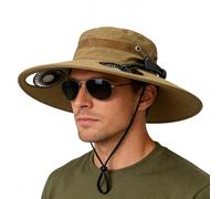 Chapeau de soleil | Bob réglable à larges bords | Chapeau avec 2 ventilateurs rafraîchissants pour la nuque,Pour le camping en plein air, la course, le jardinage, les voyages, les vacances, la pêche,