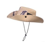Chapeau de soleil camouflage, circonférence de 55 à 60 cm, casquette d'extérieur à large bord, coupe-vent, corde respirante, protection UV, pour homme et femme, randonnée, pêche (kachi)